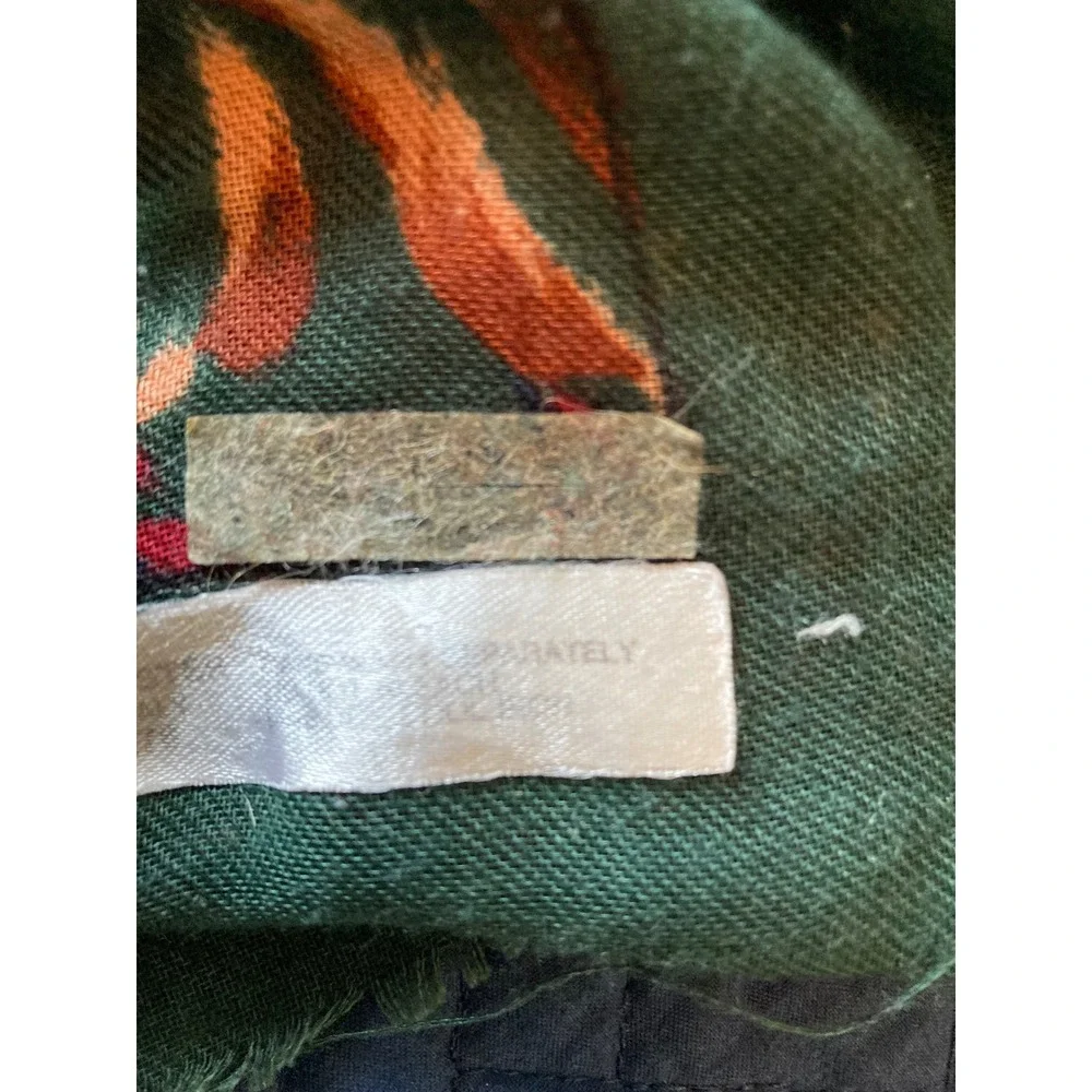 Vintage Style Made in Italy Green Floral Paisley Print Fringe‎ Wrap Scarf Shawl - Picture 7 of 8